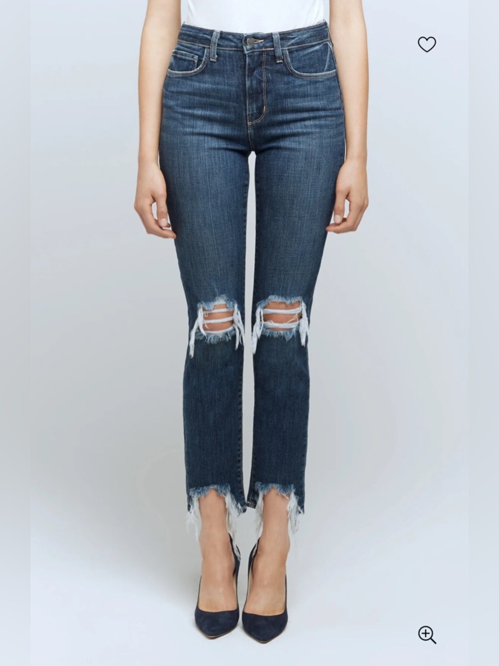 L’AGENCE High Line Women Skinny Jeans Size 24 High Rise Distressed Premium Denim